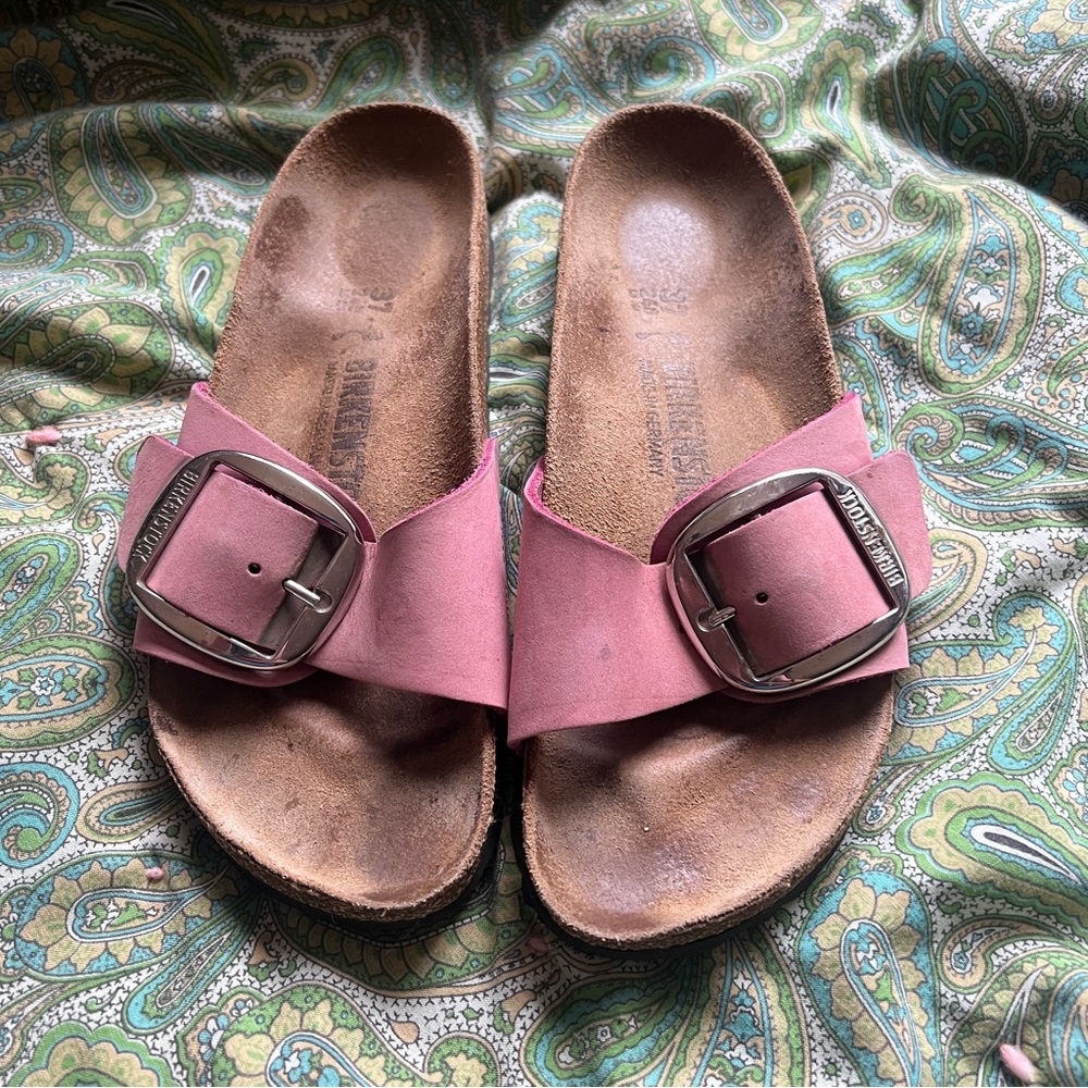 Birkenstock Madrid Big Buckle Pink Slide Sandals 37/ 6-6.5 - Picture 3 of 11